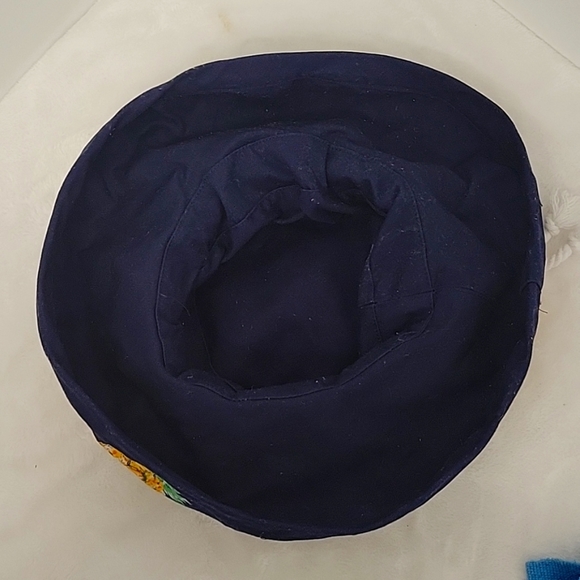 Pineapple Reversible Bucket Hat Navy with Yellow Orange and Green 100% Cotton - Picture 4 of 10